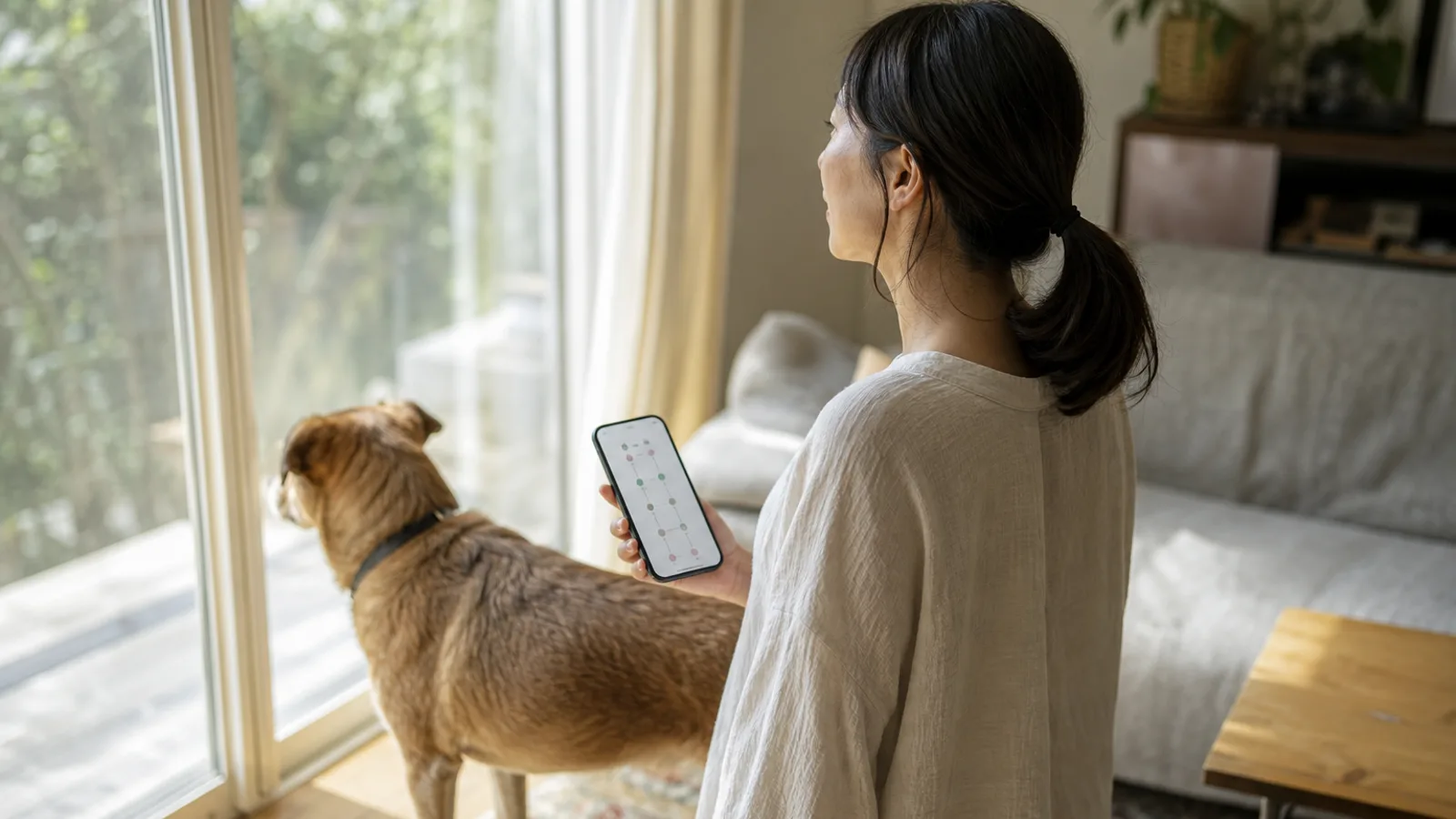 兄弟犬・親戚犬について考える飼い主。同じ父母から生まれた犬がどこかで暮らしているかもしれない