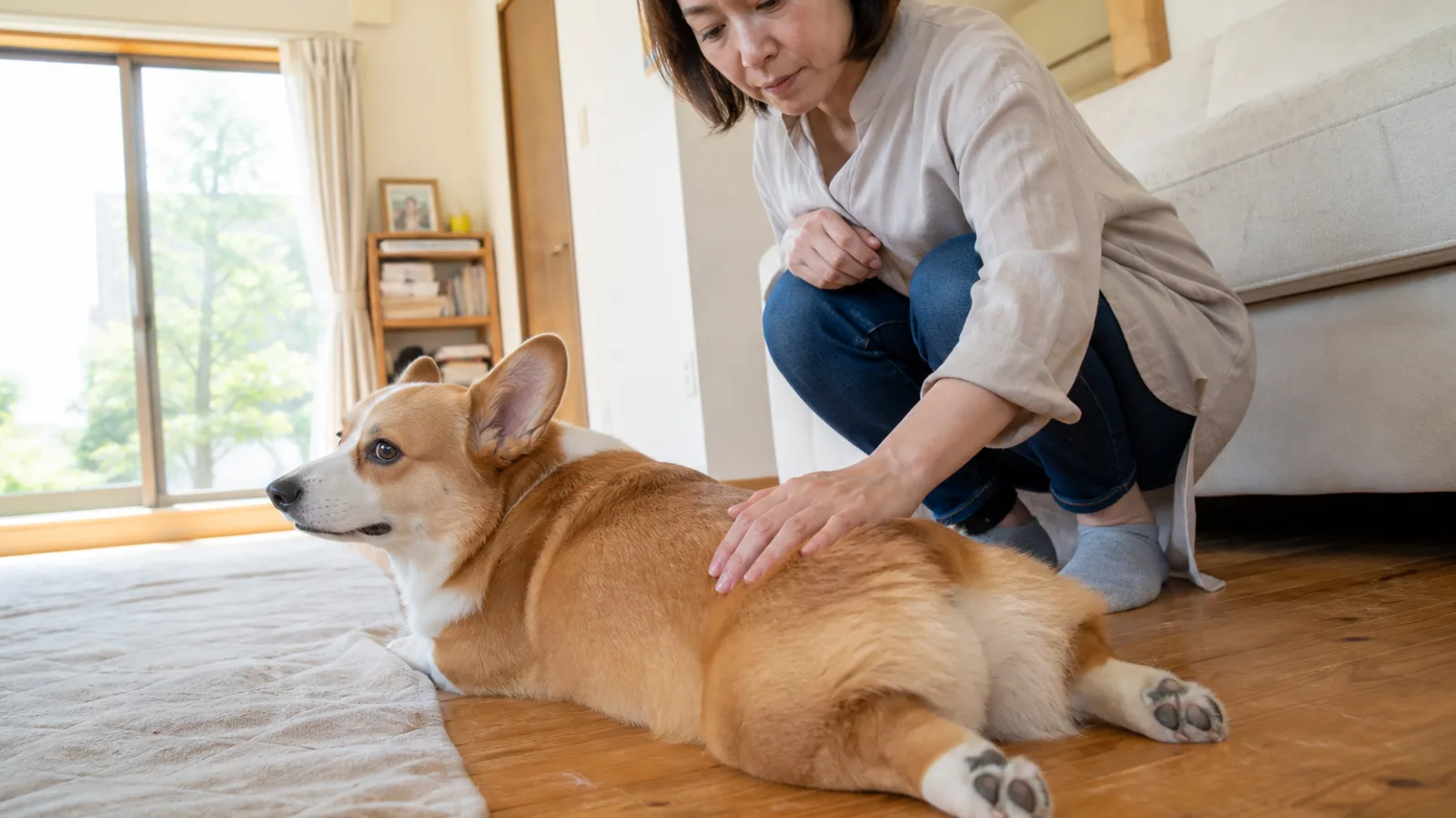 コーギー(ウェルシュ・コーギー・ペンブローク)と暮らす飼い主。報告が多いとされる病気を家系で理解する